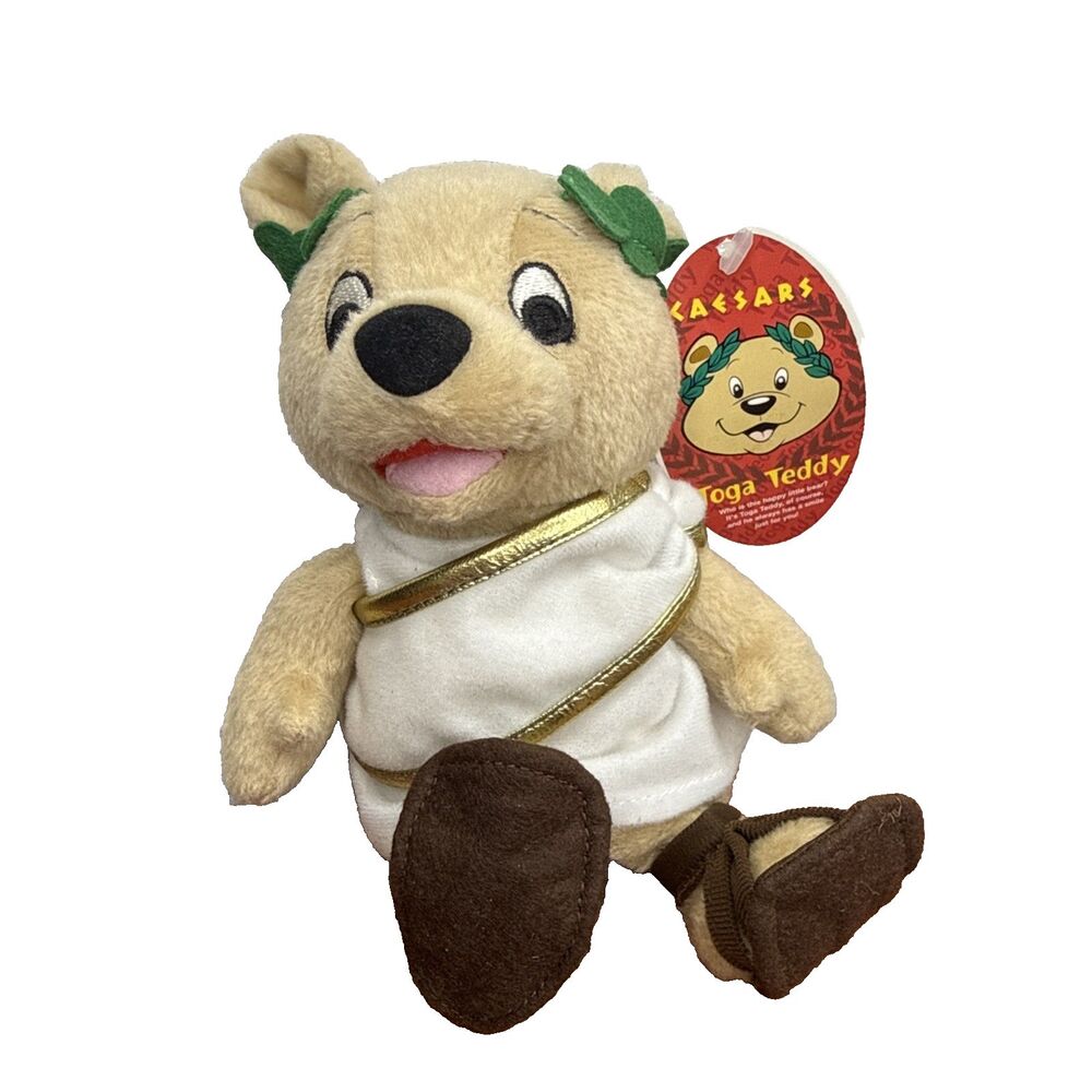 Caesars Palace Casino Las Vegas Toga Teddy Plush Stuffed Animal Bear 7.5" Tags